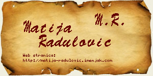 Matija Radulović vizit kartica
